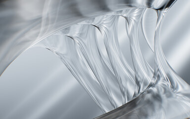 Abstract multi-layered glass curve background, 3d rendering.