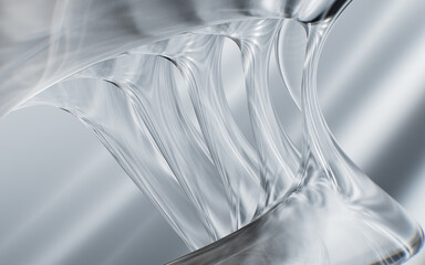 Abstract multi-layered glass curve background, 3d rendering.