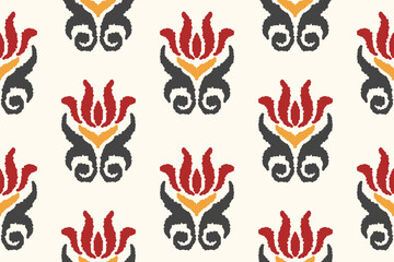 Ikat floral paisley embroidery on white background.Ikat ethnic oriental pattern traditional.Aztec style abstract vector illustration.design for texture,fabric,clothing,wrapping,decoration,sarong,scarf