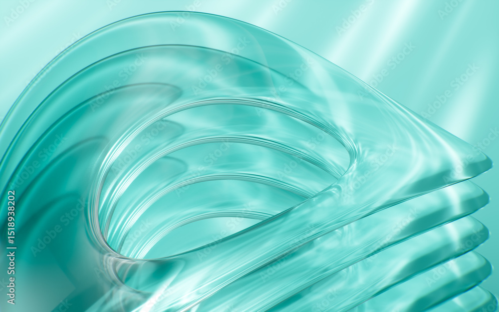 Poster abstract multi-layered glass curve background, 3d rendering.