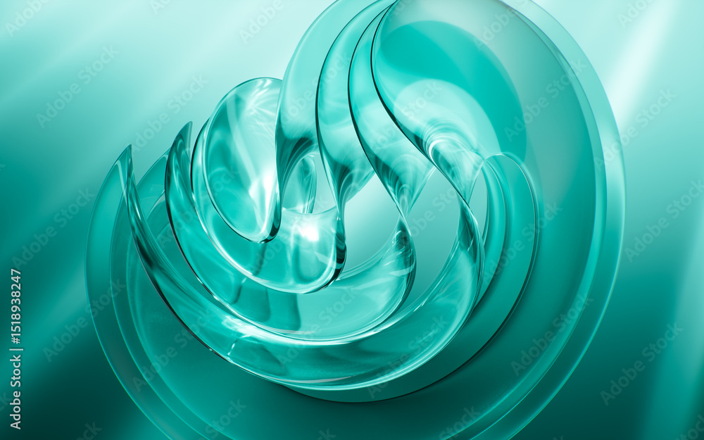 Aufkleber abstract multi-layered glass curve background, 3d rendering.