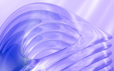 Abstract multi-layered glass curve background, 3d rendering.