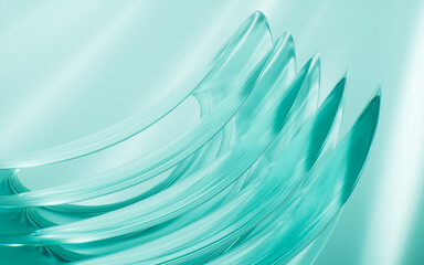 Abstract multi-layered glass curve background, 3d rendering.