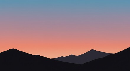 Obraz premium Serene Sunset Landscape featuring Silhouetted Mountains against a Pastel Sky