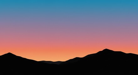 Obraz premium Serene Sunset Silhouette Mountainscape Peaceful Sky Colorful Landscape Nature Panorama