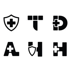Healthcare symbols unite with a shield s bold flat graphic