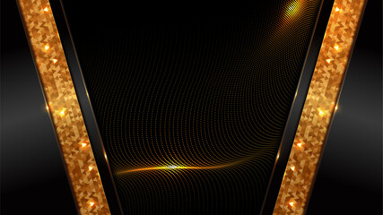 Wave line effect and luxury abstract golden line on black background 1920x1080 px, vector art for festival, wallpaper banner, business invitation card, elegant modern, not AI generated