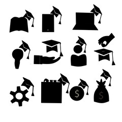 Education and graduation silhouette icon set