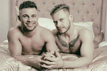 Young attractive couple relaxing at home.