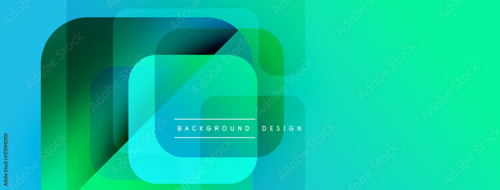 Aufkleber Abstract geometric shapes overlap, creating vibrant turquoise gradients. Modern design element for banners, presentations.