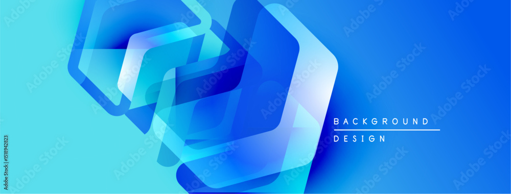 Aufkleber abstract blue geometric shapes overlap. gradient background creates depth, modern design element. mi
