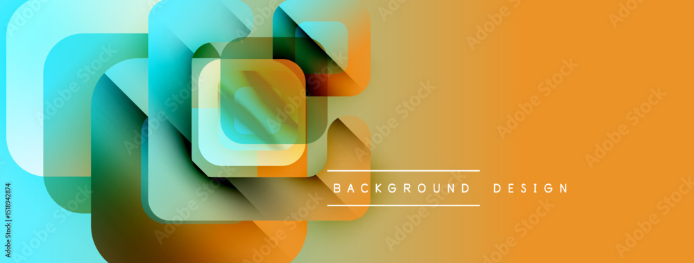Aufkleber abstract geometric shapes overlap, creating vibrant color gradients. orange, turquoise, yellow hues 