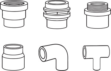 Obraz premiumPVC Pipe Fitting Vector Illustration – Plumbing and Construction Components