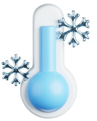3D Rendering of Thermometer with Snowflakes