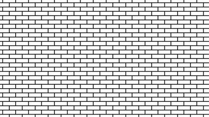 Brick wall vector art simple outline design isolated white background, White brick background texture. 