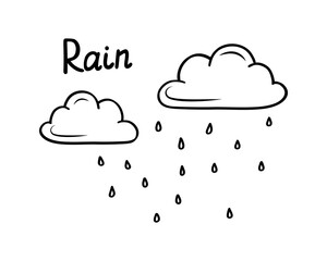 Illustration of rain clouds and text, vector