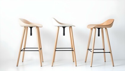 Modern Wooden Adjustable Bar Stool Mockup with Neutral Colored Seat Design