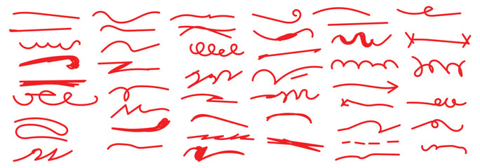 Set of black hand drawn marker pen stroke line transparent background design