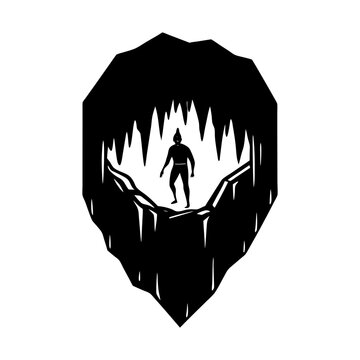 recommend clip art: Silhouette cave explorer adventure vector