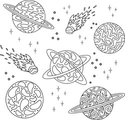 Vector illustration of black and white planets  © Nadezhda