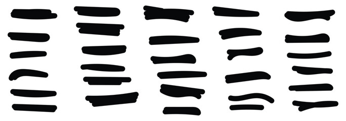 Various black vector marker and brush strokes