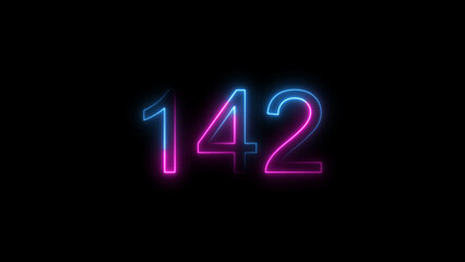 Dynamic circular and glowing neon number 142 illustration . on a black background. and creating a stunning 4k illustration .