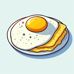 vector illustration of omelette and vegetables