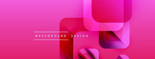 Abstract pink background. Overlapping squares create dynamic visual effect. Text reads background design. Modern, vibrant composition.