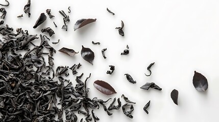 Black Tea Leaf on White Background – Herbal, Organic, Natural Dried Leaves