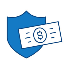Financial Security Blue Line Icon. Investment, Finance, Economy, Portfolio, Strategy, Money, Investor, Currency, Retirement, Wealth Icons. Editable Stroke Vector Illustration