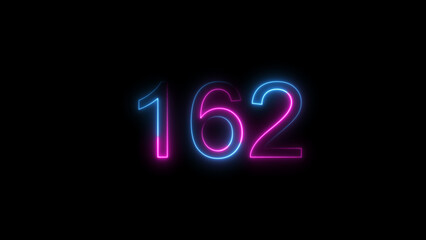 Dynamic circular and glowing neon number 162 illustration . on a black background. and creating a stunning 4k illustration .