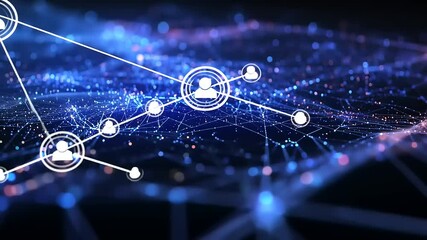 Abstract digital network visualization with glowing connections and nodes representing data flow - Powered by Adobe