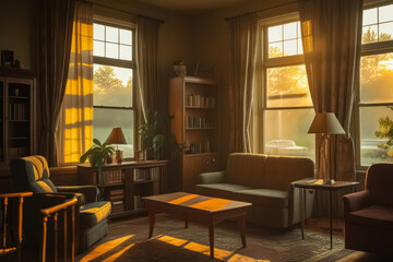 Fototapeta premium Warm Light in a 1997 Living Room