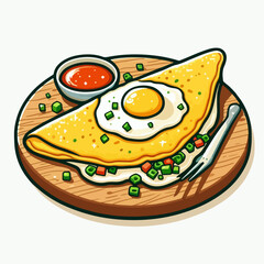 vector illustration of omelette and vegetables
