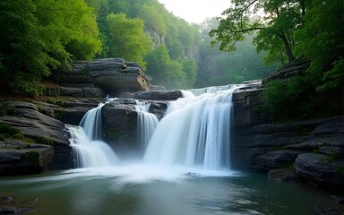 Beautiful waterfall in Great Smoky Mountains National Ellis birdie waterfalls photo stock background image. High quality