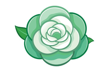 Green camellia  flower vector seamless pattern with leaves, a natural and vintage floral design illustration