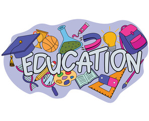 education background with education elements. back to school illustration. education illustration. education supplies icon
