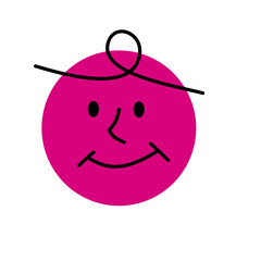 Simple Face. Happy Doodle Smile Vector, cartoon emoticon