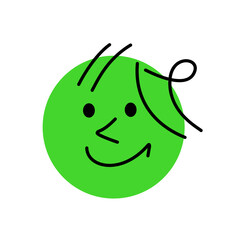 Simple Face. Happy Doodle Smile Vector, cartoon emoticon