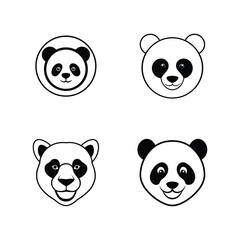 Obraz premium Set of panda head line art for peaceful and adorable wildlife themed designs vector illustration.