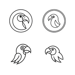 Obraz premium Set of parrot head line art for colorful and tropical bird illustration projects vector illustration.