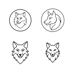 Fototapeta premium Set of wolf head line art perfect for wild and strong animal artwork vector illustration.