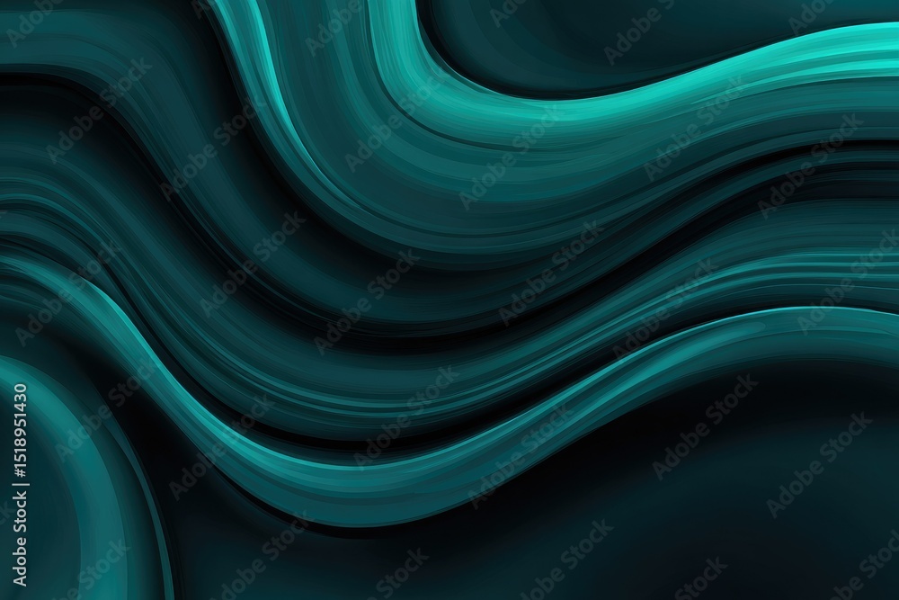 Aufkleber abstract teal and dark green flowing waves, creating a dynamic and elegant visual effect with varyin