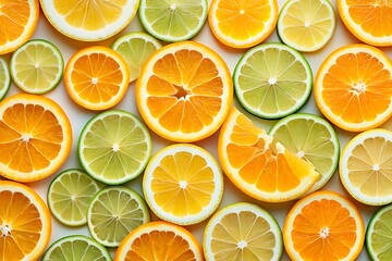 Obraz premium Orange and lime slices isolated on white background