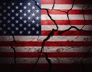 usa flag cracked floor