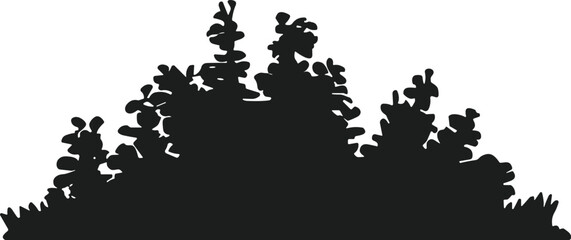 Obraz premium Bushes and Shrubs Silhouette Vector – Dense Foliage Landscape Illustration
