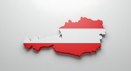 Austria A 3D Map Representing the Country's Geography and Flag