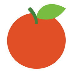 Orange peach icon isolated on white background