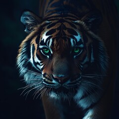  A tiger’s eyes gleam with wild legacy.