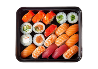 sushi box isolated on transparent or white background